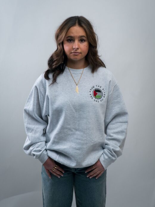 From the River to the Sea Ash Grey Embroidered Crewneck