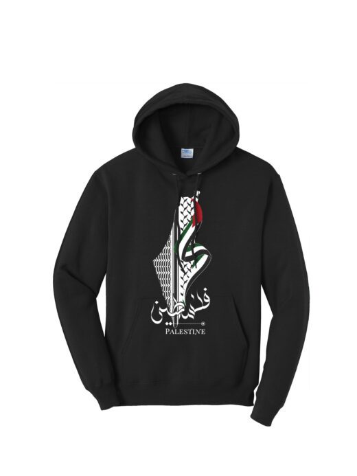 Keffiyeh Palestine Map Black Hoodie Sweatshirt