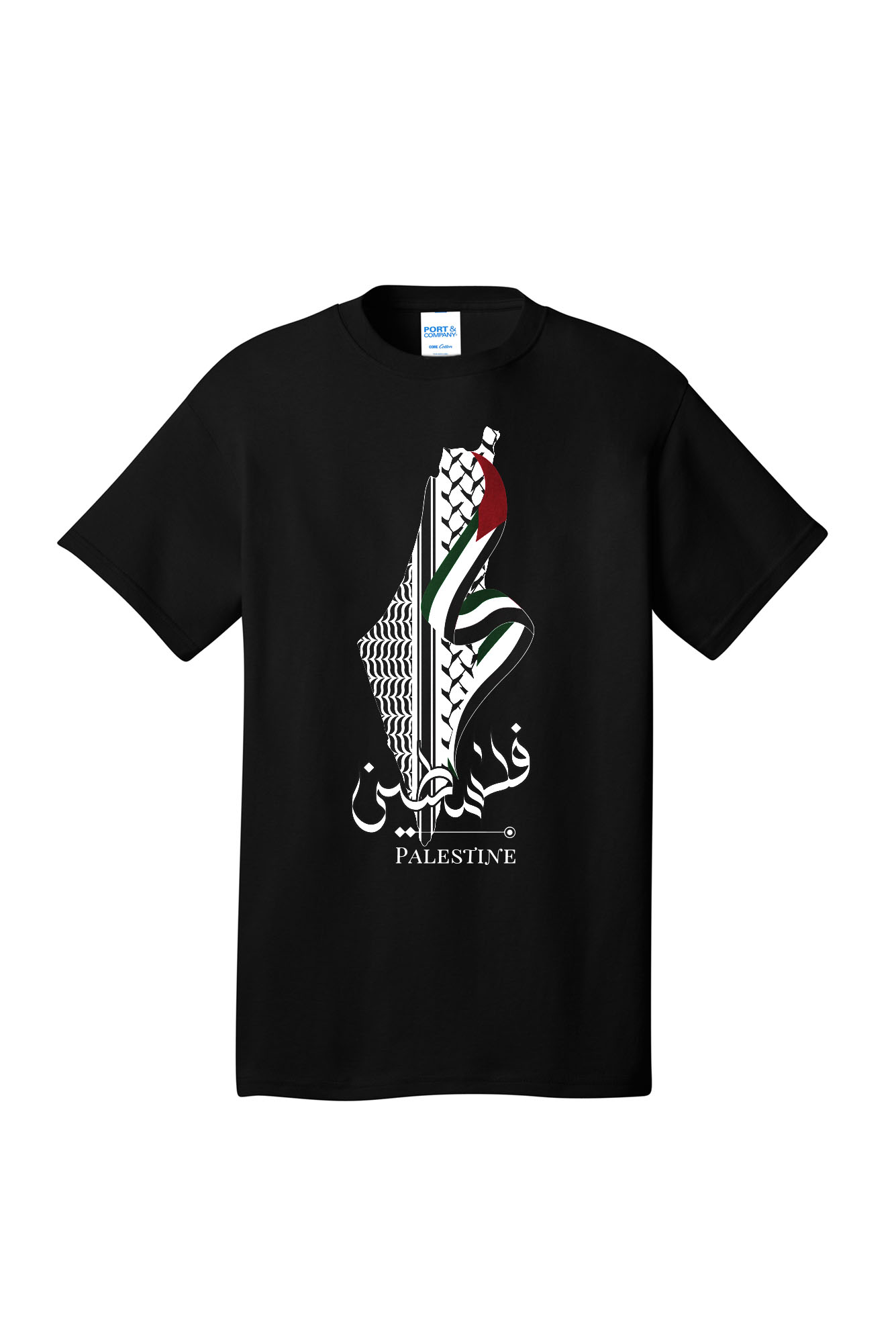 Keffiyeh Palestine Map Black Tee