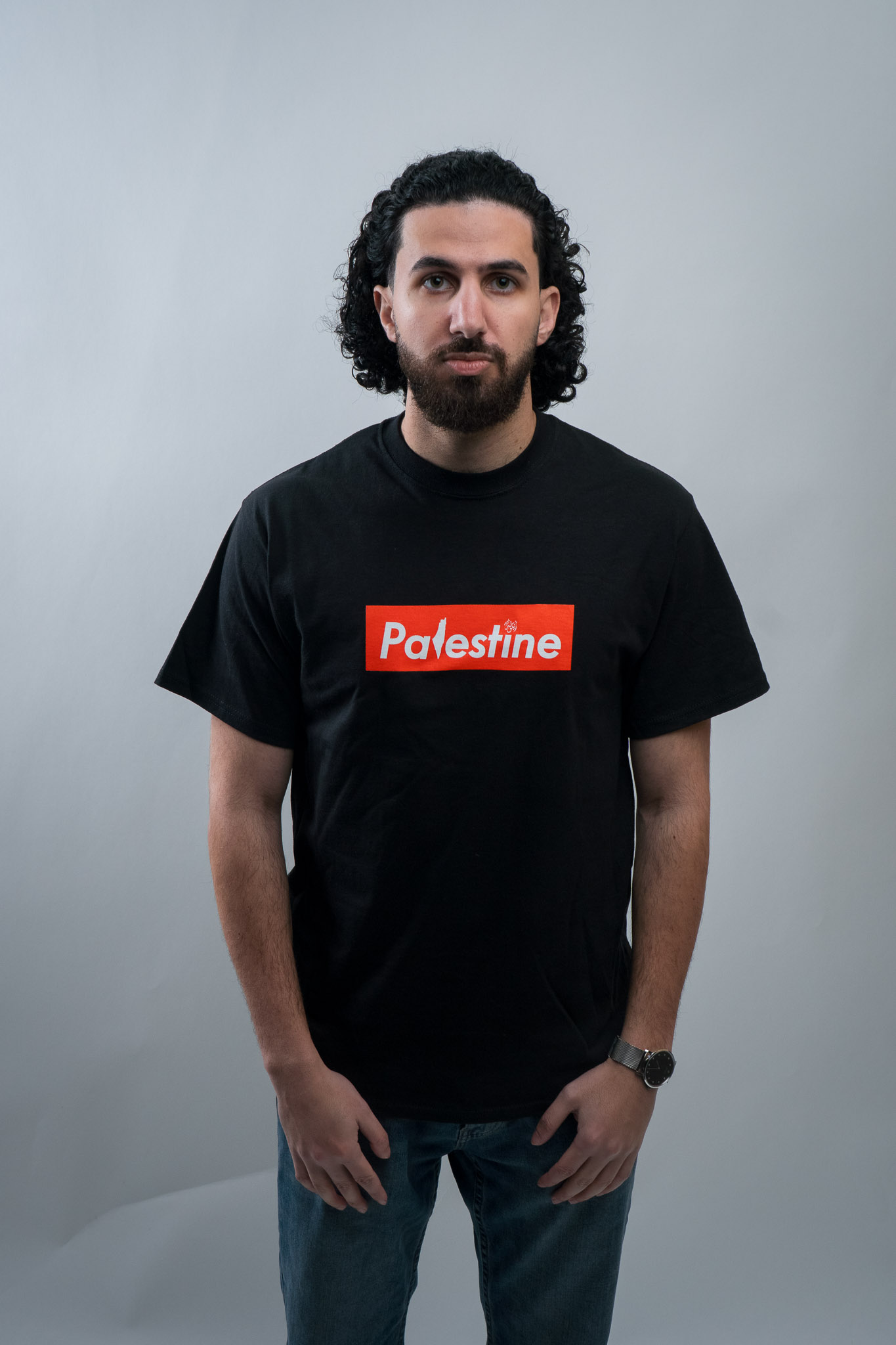 Red Palestine Box Black Tee