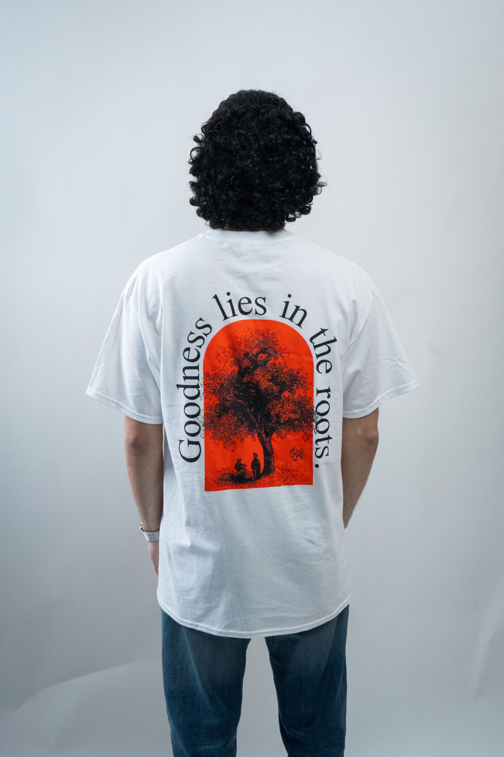 Goodness lies in the roots. White Tee