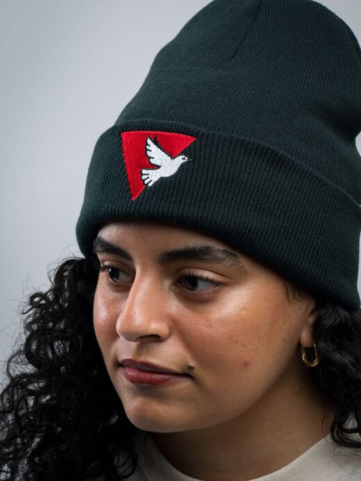 Dove Triangle Black Beanie
